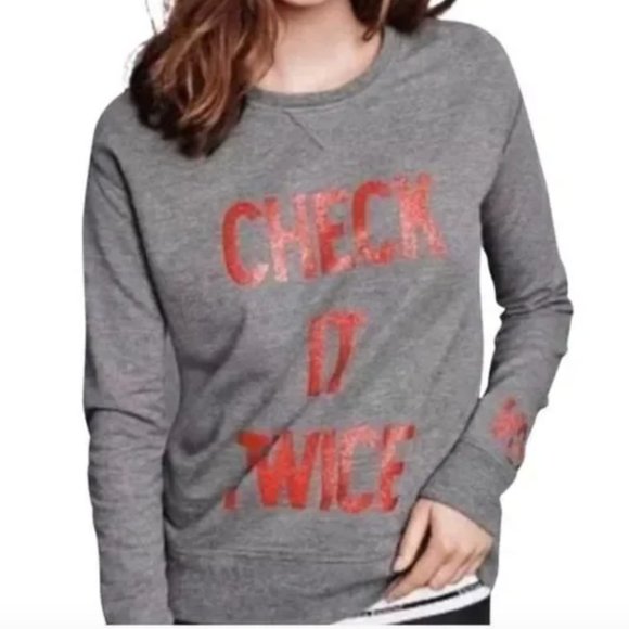 Victoria's Secret Vintage "Check It Twice" Christmas Sweatshirt - Picture 1 of 5